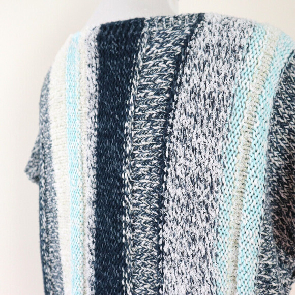 J Jill Size M Mixed Knit Top Heather Stripe Pullover Blue Gray - Picture 5 of 8